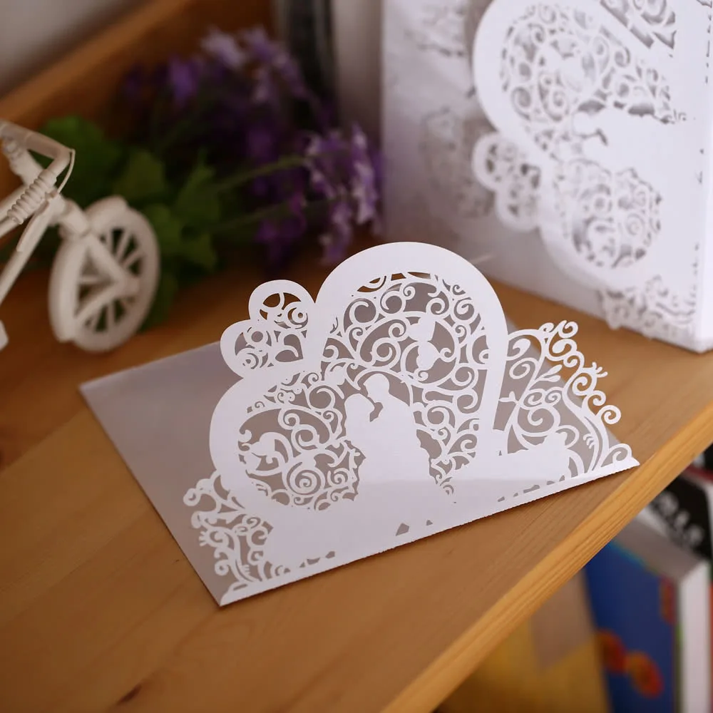 50 шт. Романтическая Свадебная пригласительная открытка с изящным резным узором в