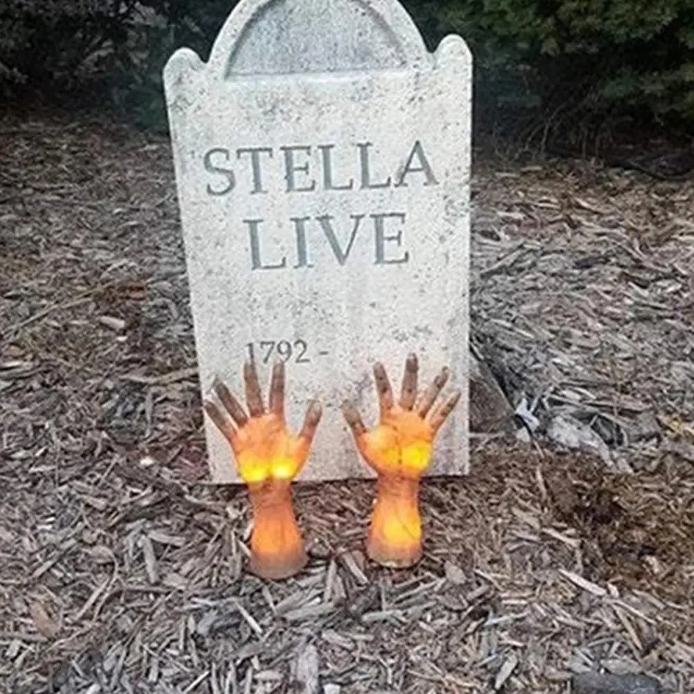 

Great Halloween Decorations Plastic Fake Hands Ornaments Vivid Zombie Hands Shaped Glowing Ornaments Delicate Texture