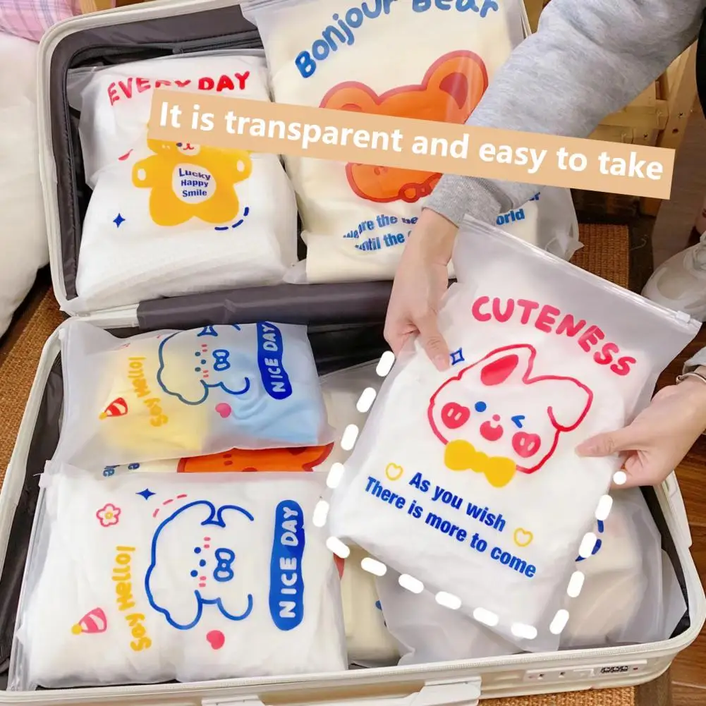 

Moisture Proof 5Pcs Useful Cute Rabbit Pattern Clear Packing Bags Portable Travel Organizers Zipper Closure Home Supplies