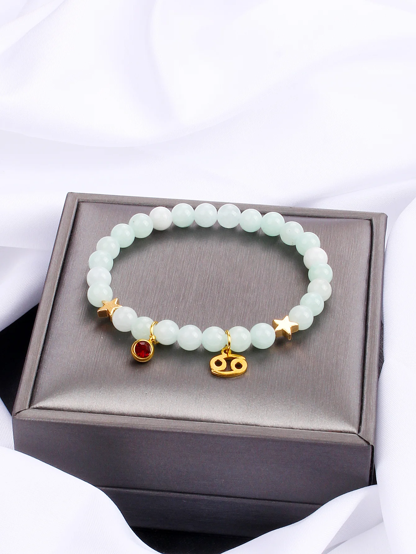 Браслет-подвеска из натурального камня 6 мм для женщин и девочек нержавеющая