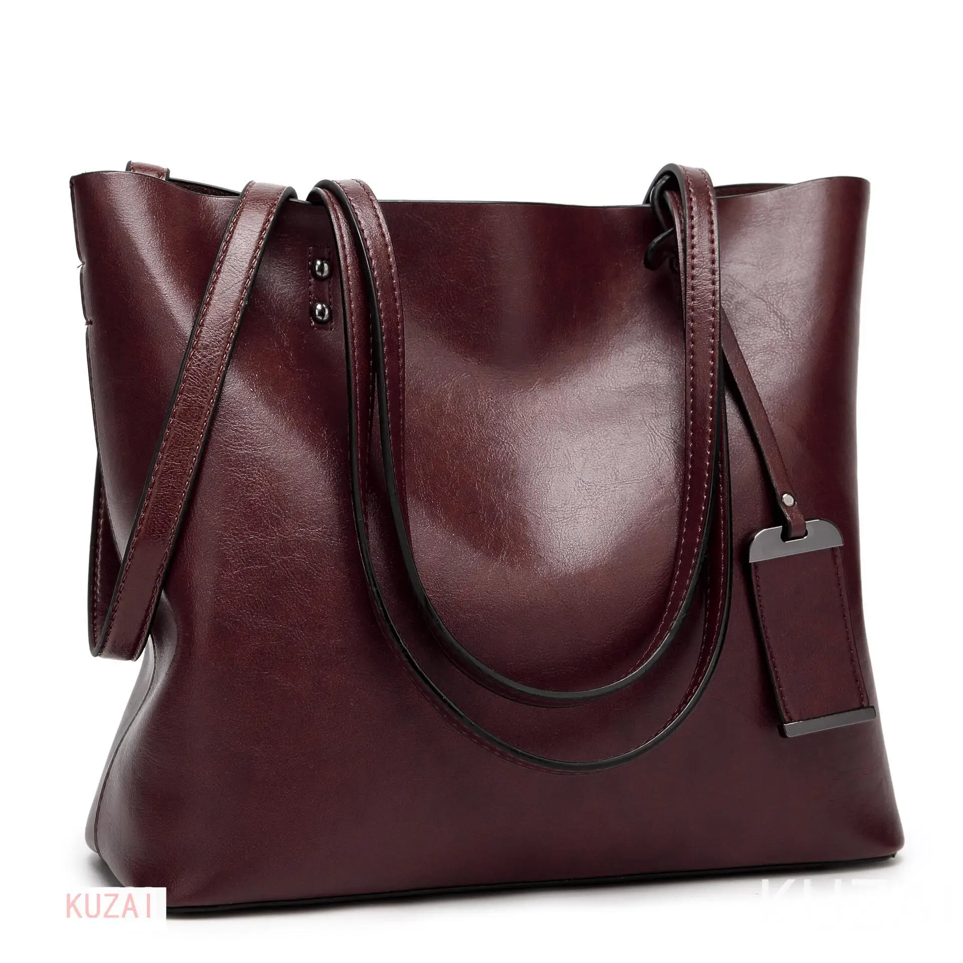 

Сумка-мешок из вощеной кожи, простая сумка с двойным ремешком, сумки на плечо для женщин, 2023 Универсальная женская сумка-тоут для покупок
