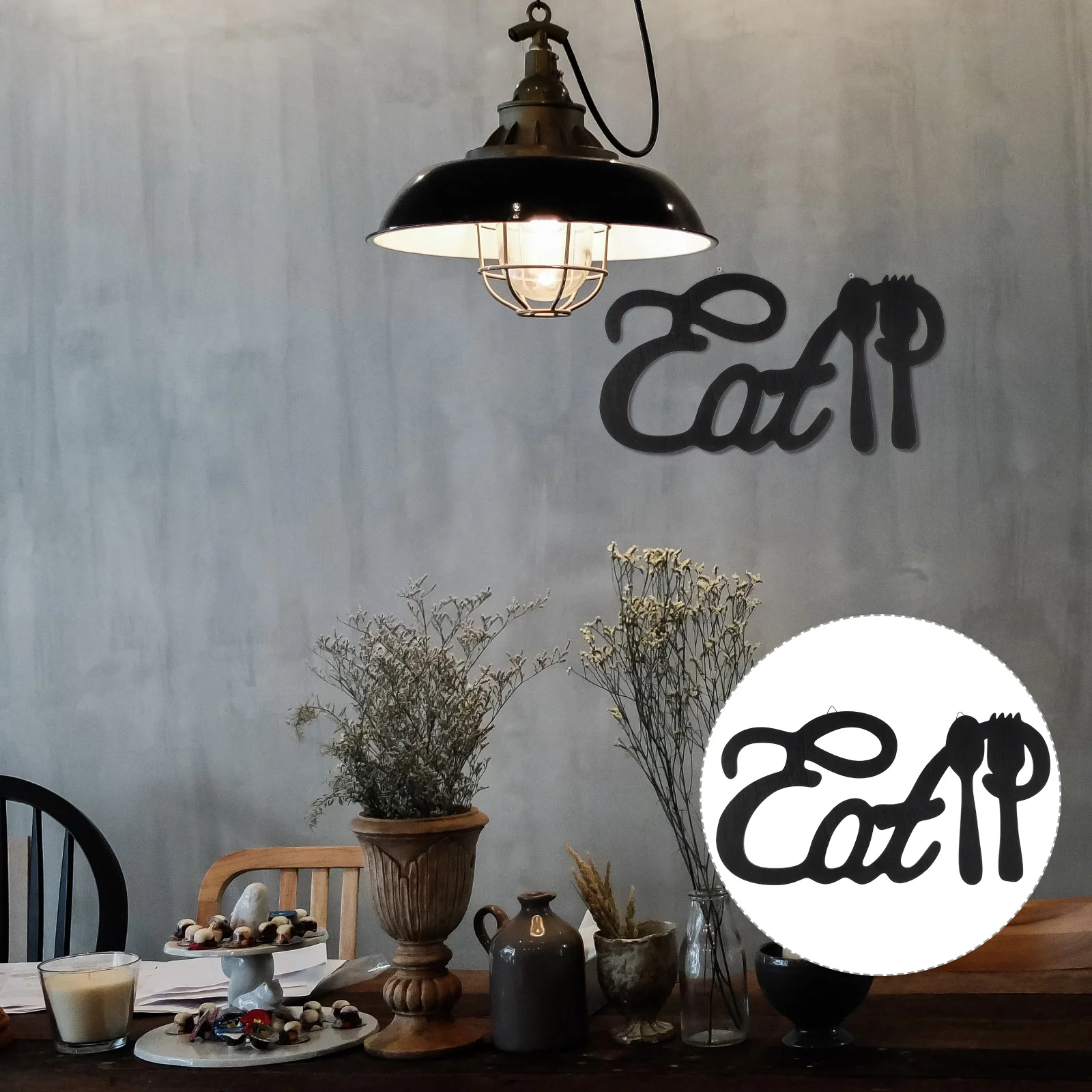 

Wall Decor Kitchen Sign Hanging Eat Farmhouse Rustic Decoration Room Large Spoon Fork Dining Letter Wood Wooden Signs Cute