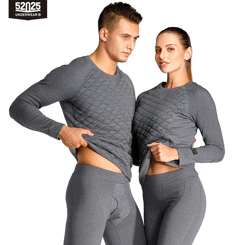 

52025 Warm Men Thermal Underwear Women Thermal Underwear Thick 3-Layer Warm Cotton Fleece-lined Winter Long Johns Thermal Suit