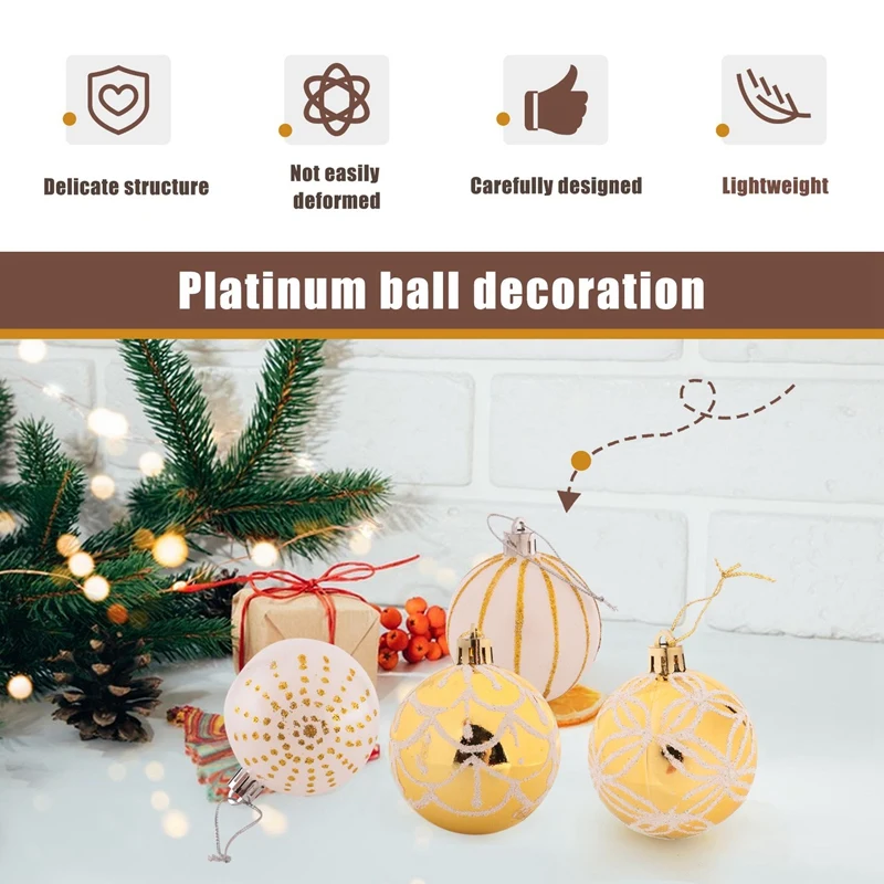 30 шт. декор для рождественской елки высокое качество шарик из белого золота