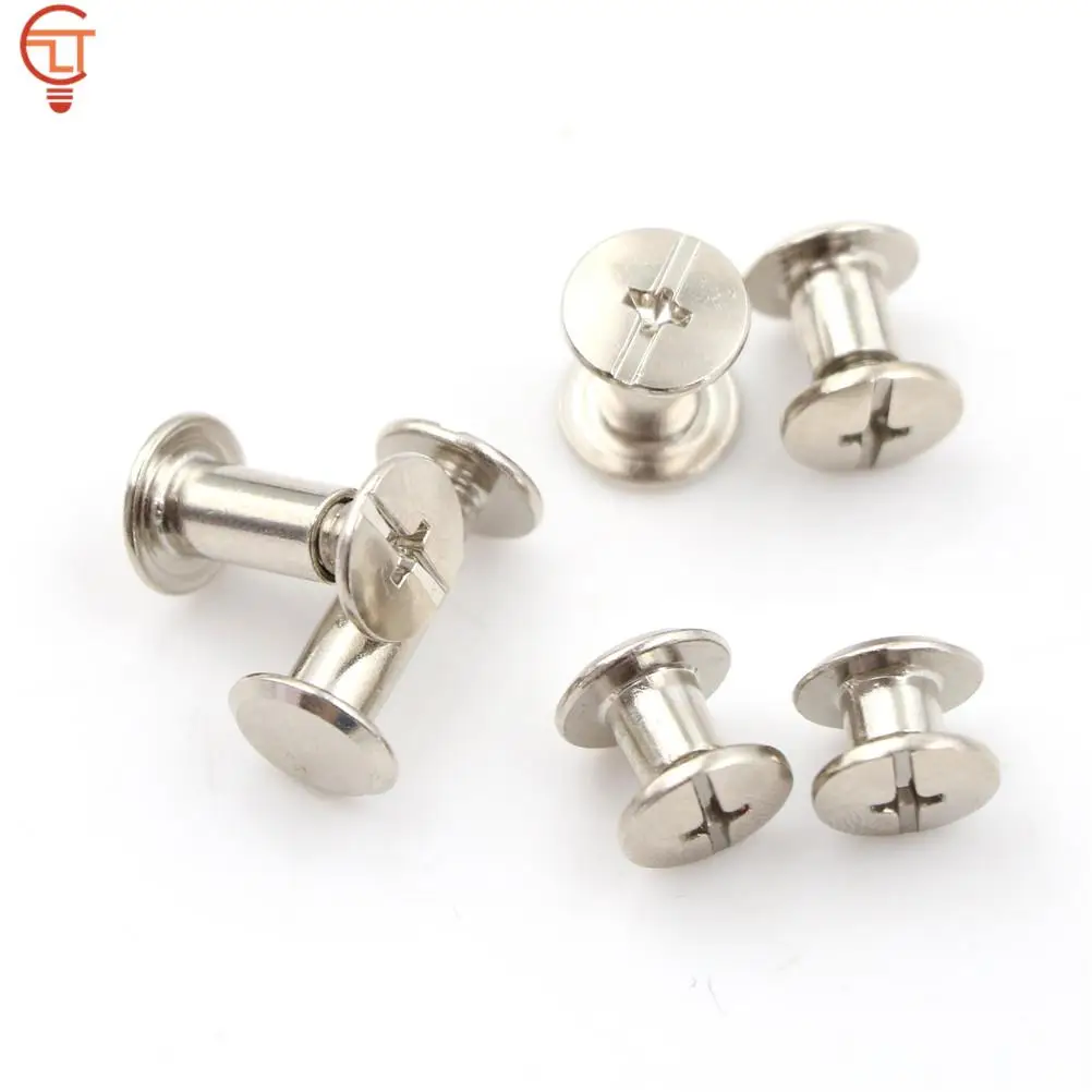 20PCS/lot New Nickel Binding Chicago Screws Nail Rivets Photo Album Leather Craft M5 4/5/6/8/10/12MM Butt Rivets images - 6