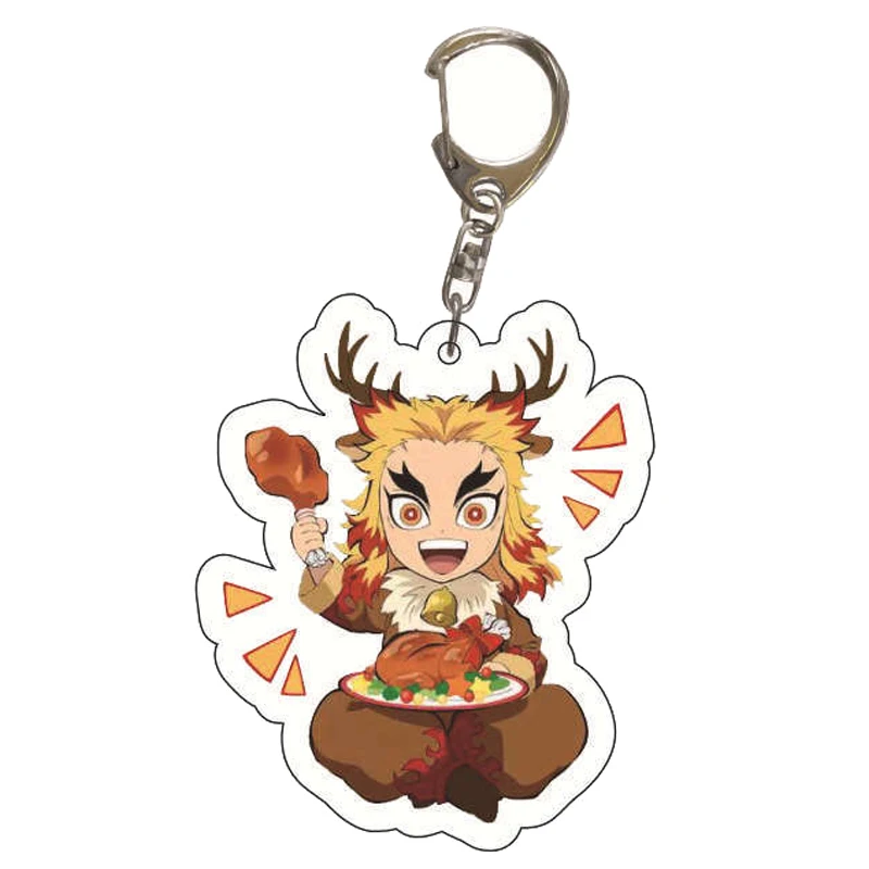 

Anime Demon Slayer Creative Keychains Christmas Style Cartoon Figure Acrylic Key Chain Jewelry Demon Slaying Corps Ghost Slayer