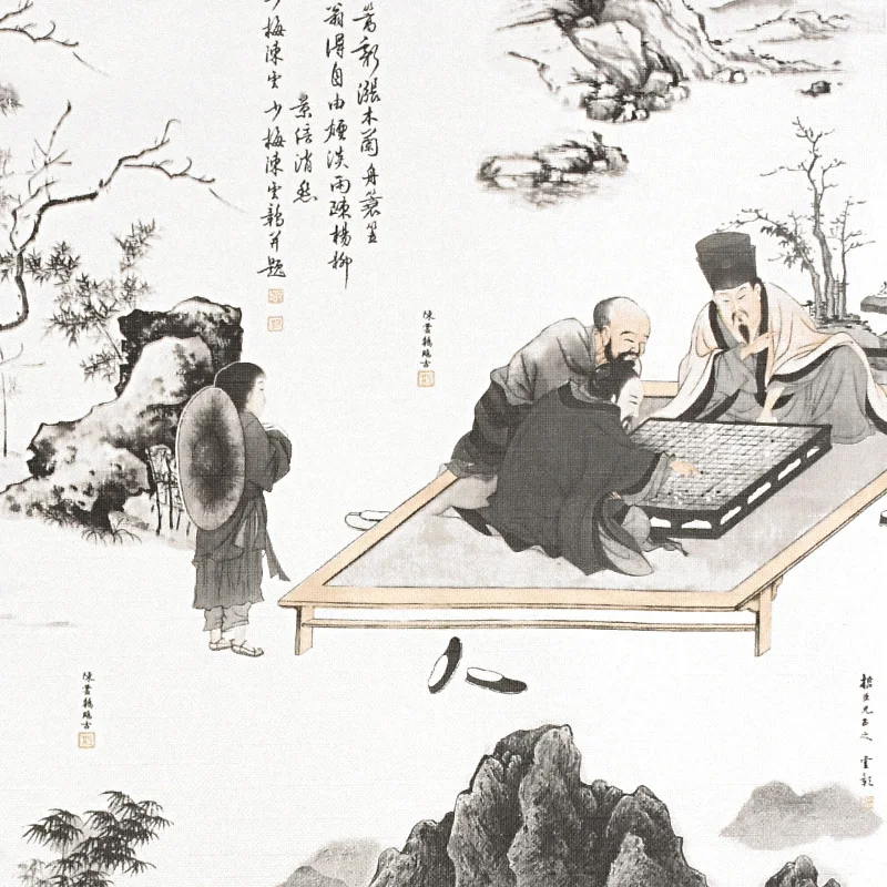 

Обои в китайском стиле в старинном стиле, классический дзен пейзаж, картина, чай, кабинет, гостиная, фон для телевизора, Настенные обои