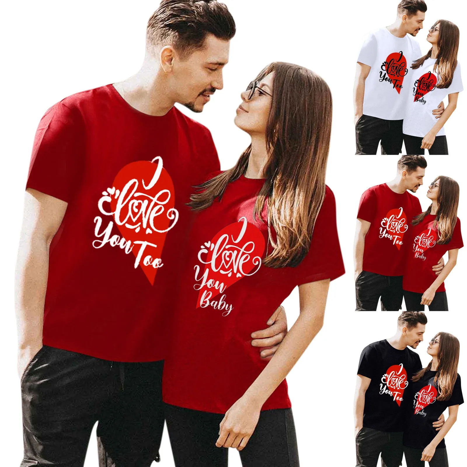 Letter Print Love T Shirts for Couples Women Fashion Short Sleeve Cute T-shirt Valentine's Day Tops Men's Harajuku O-Neck Tees