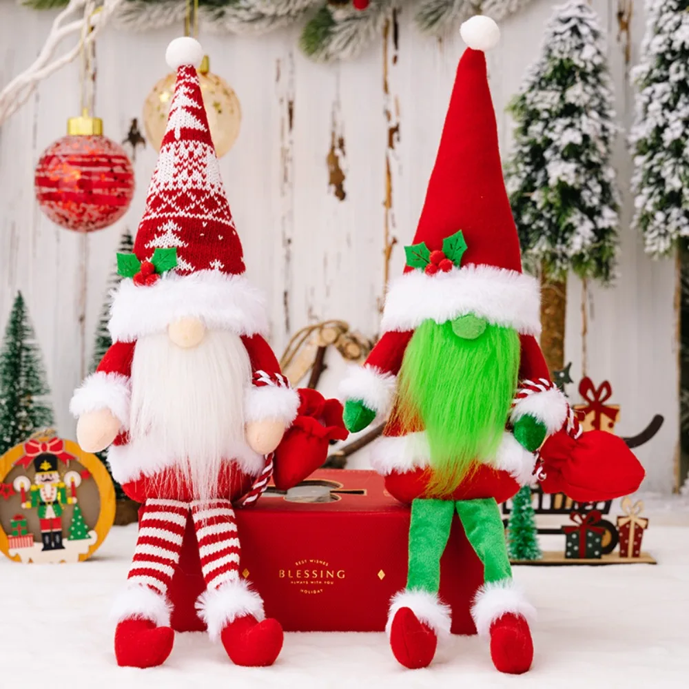 

Knit Hat Christmas Gnome Doll Cute Party Supplies Christmas Decoration Plush Xmas Elf Hug Wood Sign Faceless Gnomes Christmas