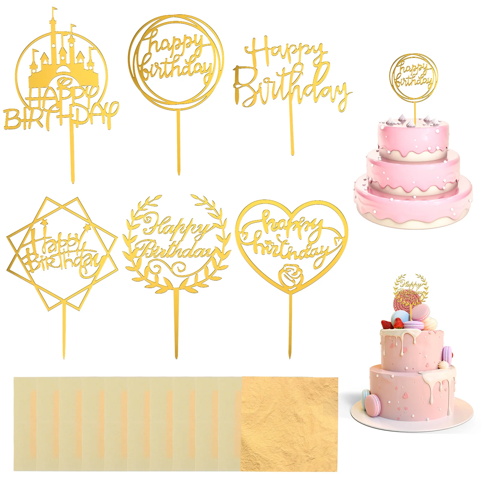 

Cupcake Decorations Cupcake Toppers Glitter Birthday Baby Decor Cake Power Strip Gold Foil Gold Leaf Dessert Topper
