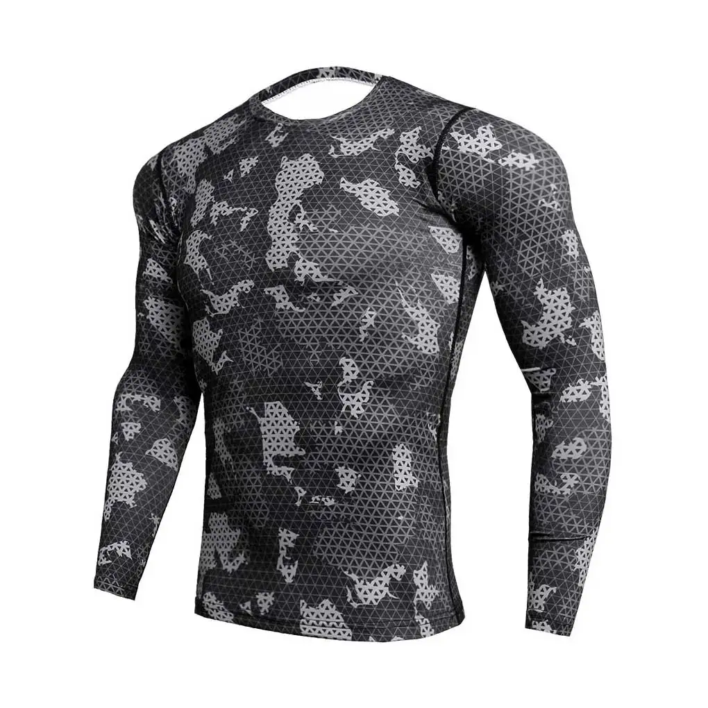 

Men Simple Design Casual Style Long Sleeve Sports Slim Shirt Male Round Neck Polyester Tops Exercise Clothes Quick Dry