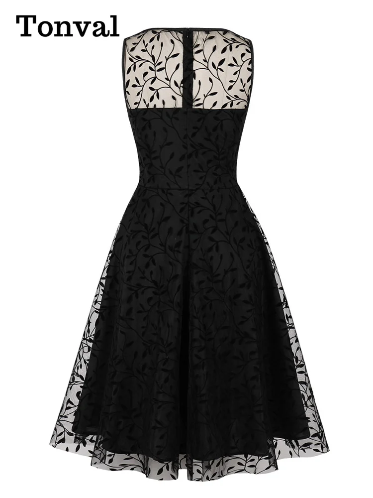 Женское винтажное вечернее платье Tonval черное платье-трапеция без рукавов с