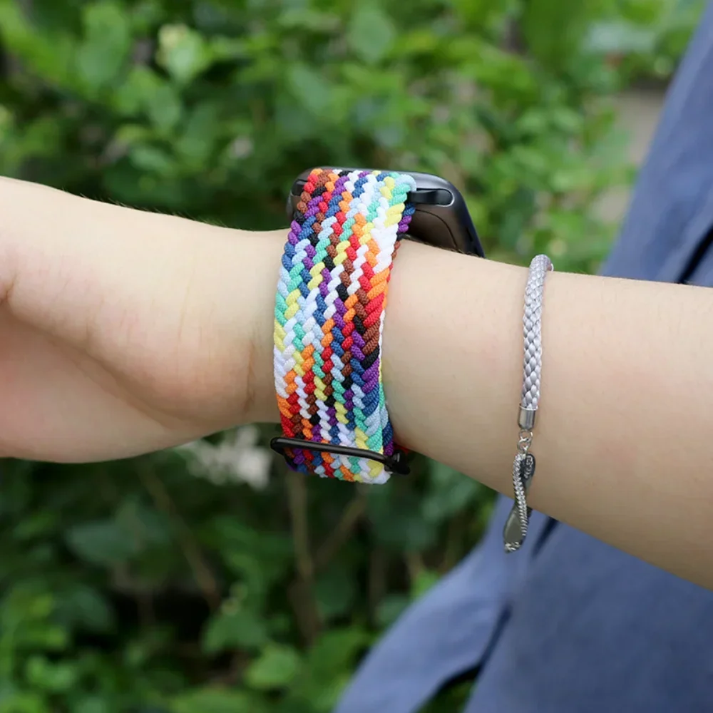 Фото Нейлоновый ремешок для Apple Watch Band Ultra 1, 2, 3, 49 мм, 5, 6, 7, 8, 9, 10, 11, 45/41/42/46 мм, плетеный браслет, ремешок для iWatch 2, 3, 4, SE №5