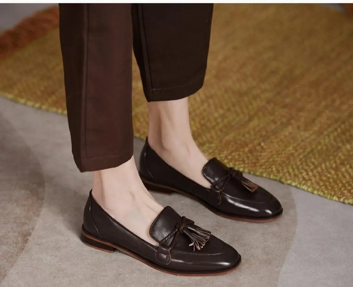 Fashion Square-toed loafers Women Flats Shoes Classic Women Shoes PU Leather Casual Single Summer Ballerina Shallow Mouth Shoes