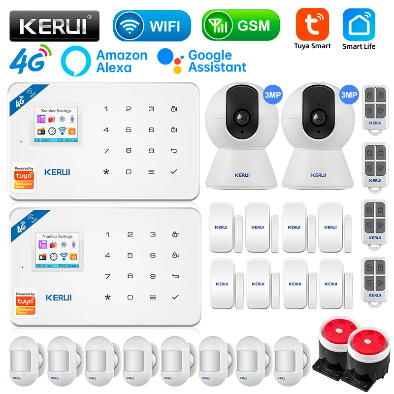 

Охранная сигнализация KERUI W184 Tuya Smart Home, GSM 4G Wi-Fi, охранная сигнализация с защитой от кражи, комплект с датчиком, 6 языков, для гаража
