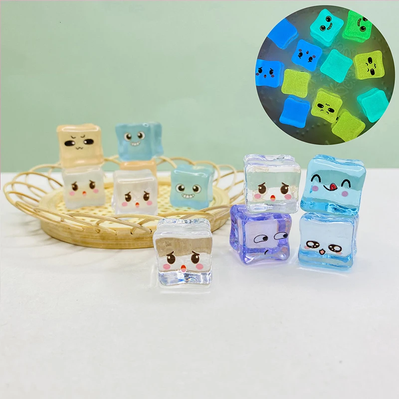 

5 шт. светящиеся Прозрачные Кубики льда с эмоциями подвески из смолы подвески льда подвески для модных ювелирных изделий Аксессуары случайный цвет