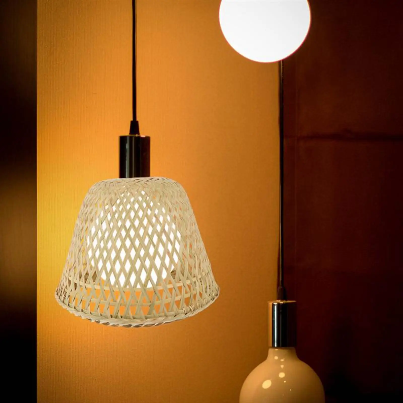 

Тканая бамбуковая лампа в стиле рустикального стиля, бра-абажур для потолочного светильника, гостиной, кафе, спальни, зала