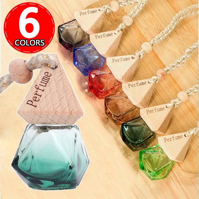 

Car Air Freshener Perfume Bottle Pendant Diamond-shaped Empty Glass Bottle Car Hanging Fragrance Bottles Ornament