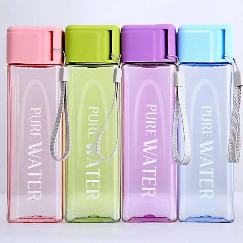

BPA Free Plastic Kettle 480ml Water Bottle Simple Outdoor Mug With Rope Sports Summer Portable Tea Cup Fitness Drinking Tumbler