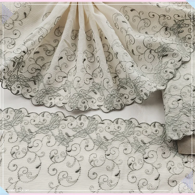 

28Yards Embroidered Lace Trim Fabric Chiffon Mesh Bra Lingerie Dress Decor Garment Sewing Trimmings DIY 2022