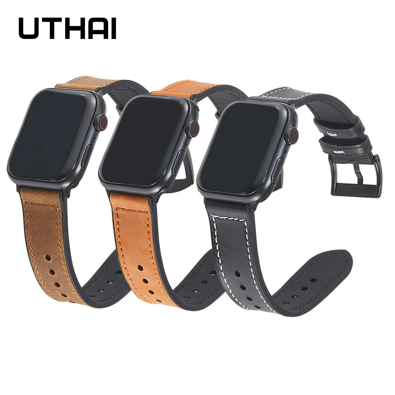 

Leather Strap for Apple Watch band 40mm 44mm 45mm 41mm 38mm 42mm apple watch series 7 Bracelet iWatch Series 3 4 5 6 F41