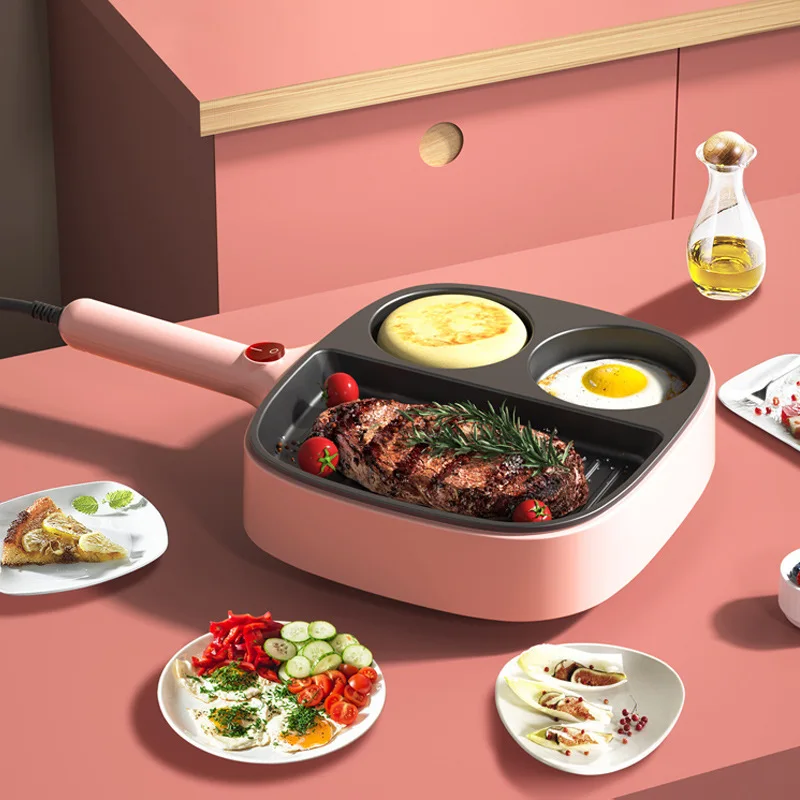 

Multifunctional Three-in-one Breakfast Machine Small Frying Pan Pancake Pan Electric Pancake Pan Frying Oven Shabu-shabu Pan