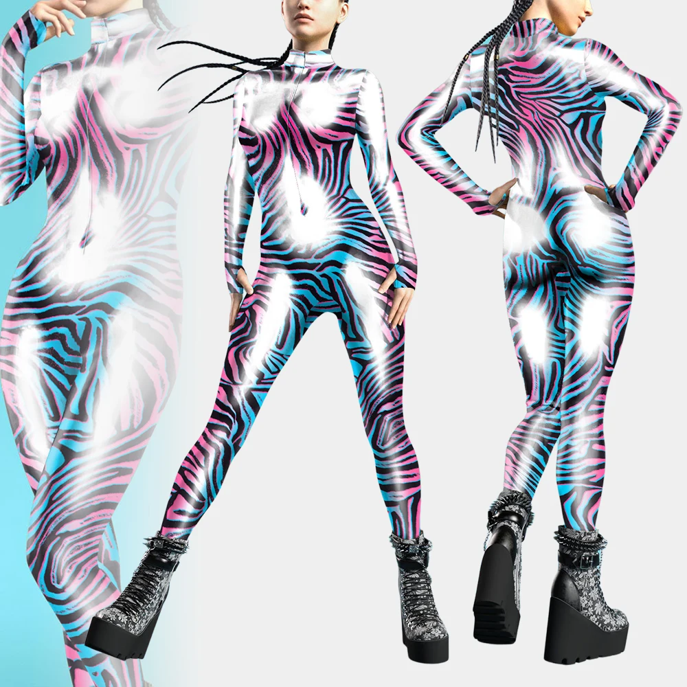 Женский комбинезон Zawaland броня 3D принт линия костюмы для косплея в стиле панк