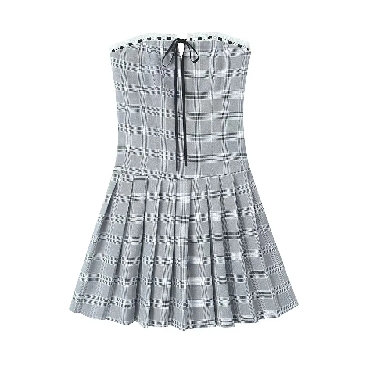 Женский корсет без бретелек с открытыми плечами шнуровка лента клетчатое