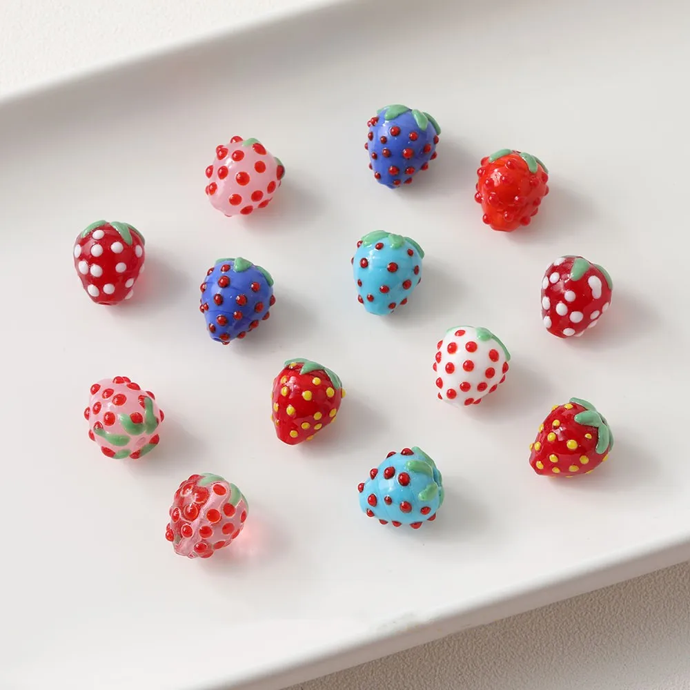 

13x15mm Strawberry Bead Handmade Lampork Bead Cute Fruit Loose Bead High Quality DIY Jewelry MakingBracelet Necklace