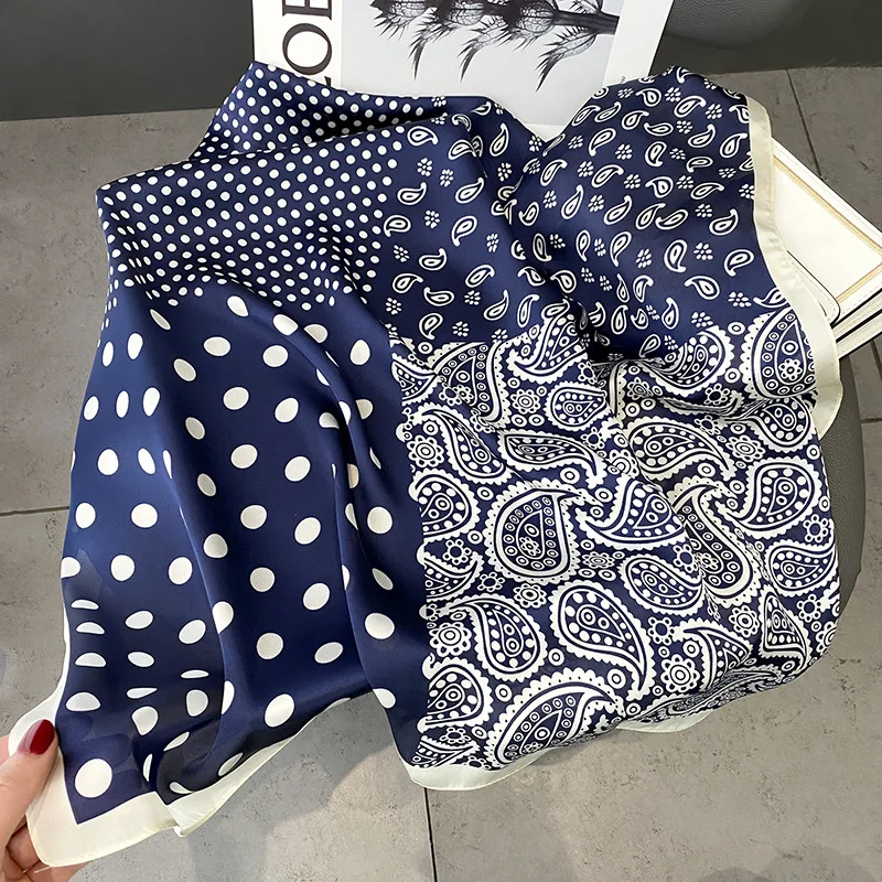 

2022 Women Silk Scarf Print Female Luxury cashew Hair Neck Scarves Lady's Bag Tie Ribbons Headband Accessories Summer New