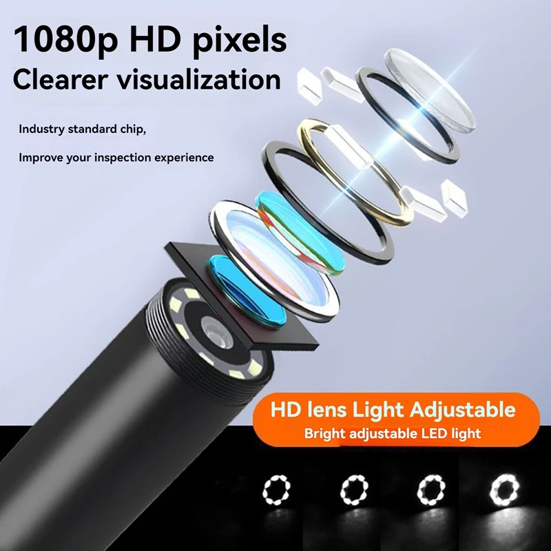 Камера для осмотра эндоскопа 5-дюймовый IPS-экран камера с тройным объективом и