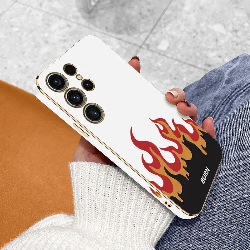 Fierce Fire Luxury Plating Phone Case For Samsung Galaxy S23 S22 S21 S10 S9 S8 Plus Note 20 ultra 10 Plus Cover