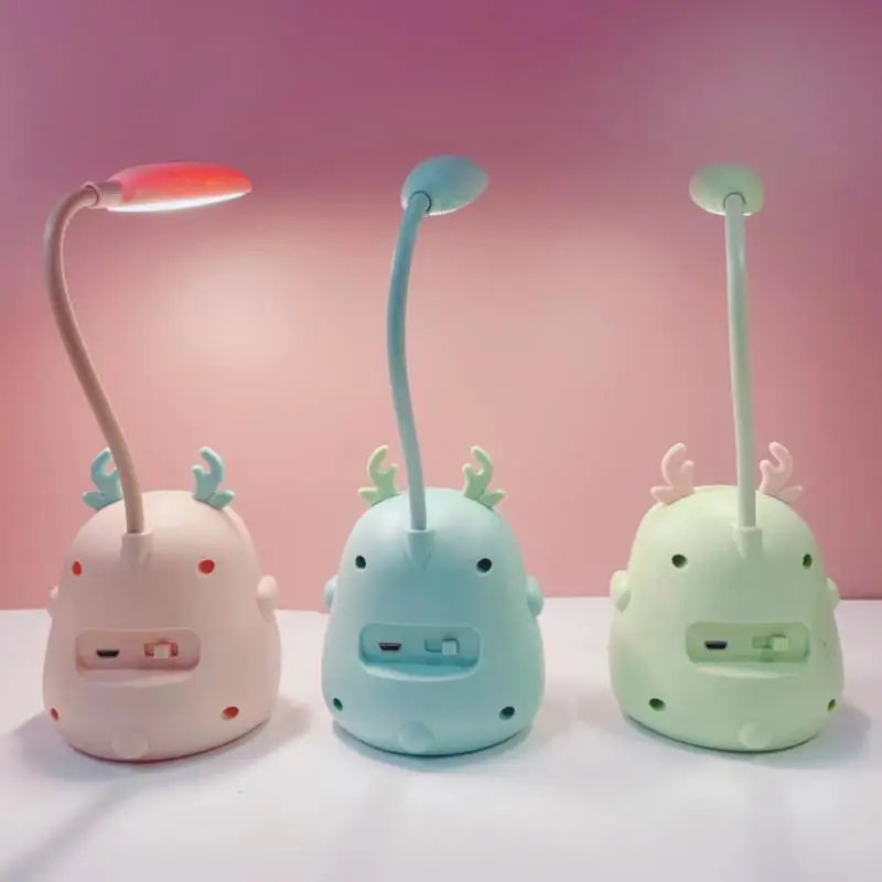 

Cartoon Pet Animal Antler Rabbit Usb Recharge Battery Led Table Night Light Child Eye Protection White Desk Lamp Night Light