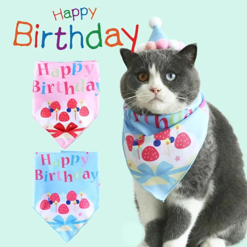 

Pet Neckerchief Puppy Cats Triangle Saliva Towels Happy Birthday Dog Bandanas Triangular Bandage Scarf Pet Product