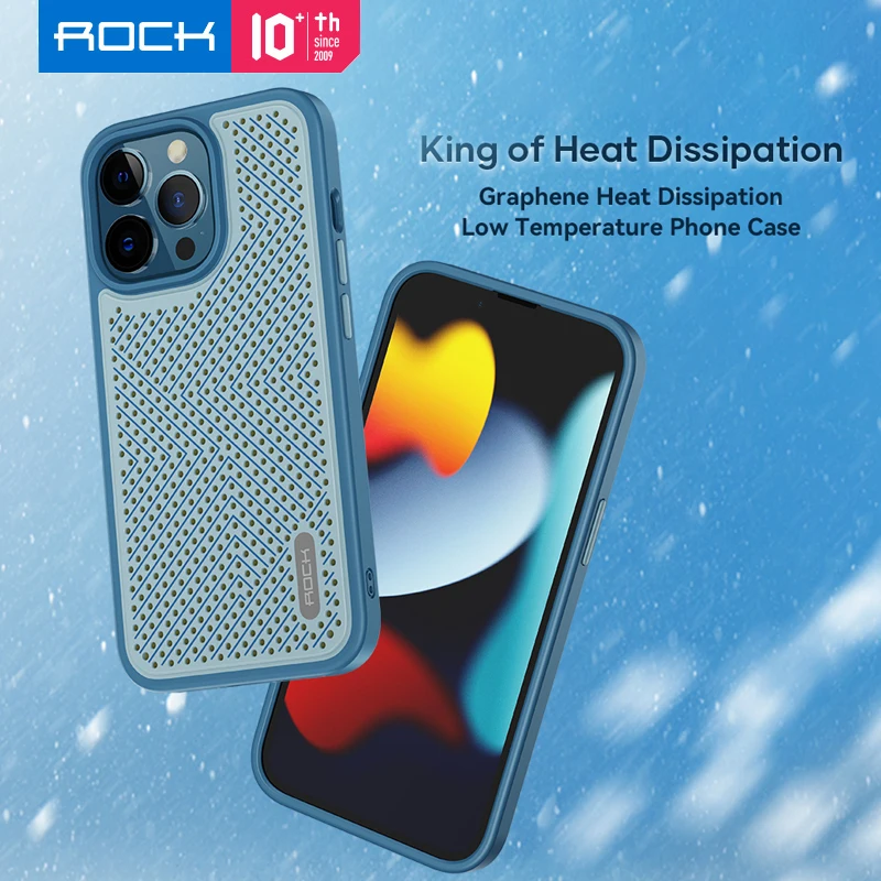 For iPhone 13 Pro Max ROCK Graphene Heat Dissipation Case Shockproof Breathable Cooling TPU Back Cover For iPhone 14Pro Max Plus
