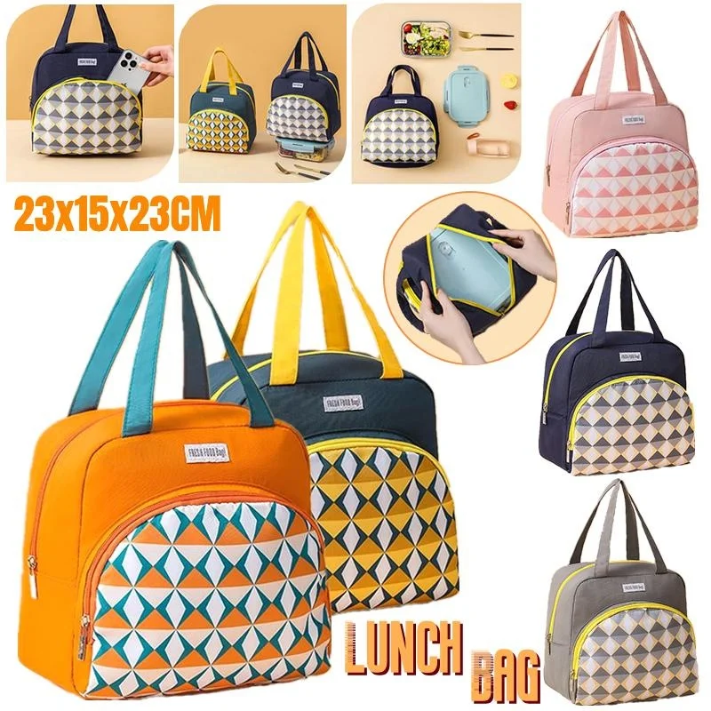 

Large Capacity Portable Waterproof Lunch Box Bag Double Layer Insulation Bag Outdoor Ice Bag Bento Bag for Students/Office
