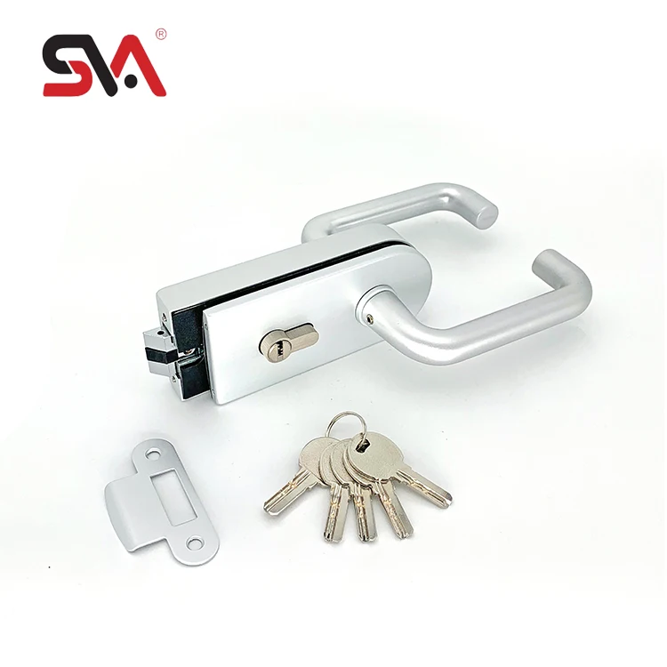 

Customized Hotel Office Shower Semicircular Rectangle Shape Silver Black Gold Aluminium Alloy Glass to Wall Glass Door Lock