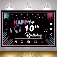 10th backdrop boy happy birthday party girls music ten photography background photographic photo banner