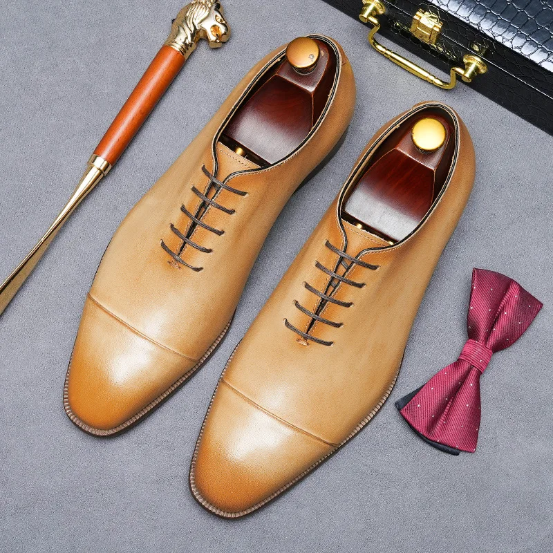 Туфли-оксфорды мужские из натуральной кожи роскошные брендовые деловые дышащие