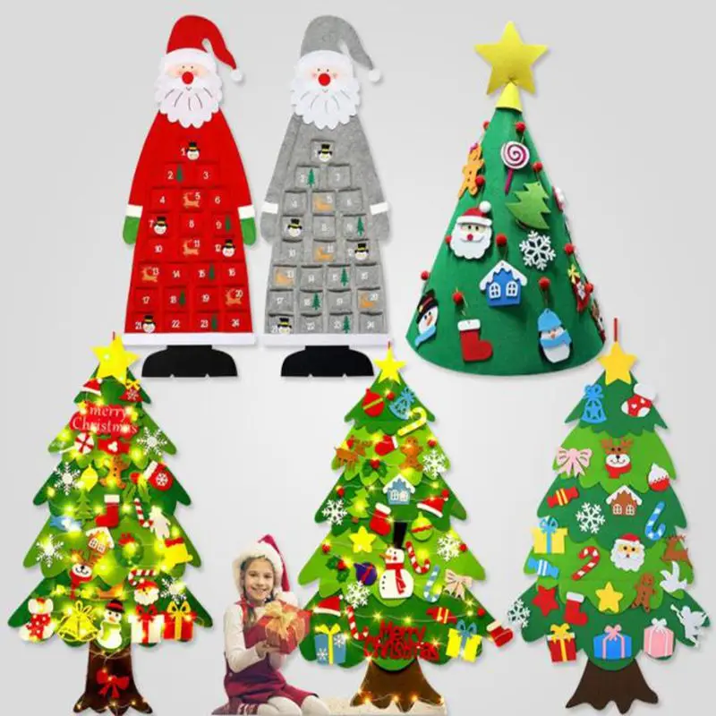 

DIY Felt Christmas Tree Merry Christmas Decorations For Home 2021 Cristmas Ornament Xmas Navidad Gifts Santa Claus New Year Tree