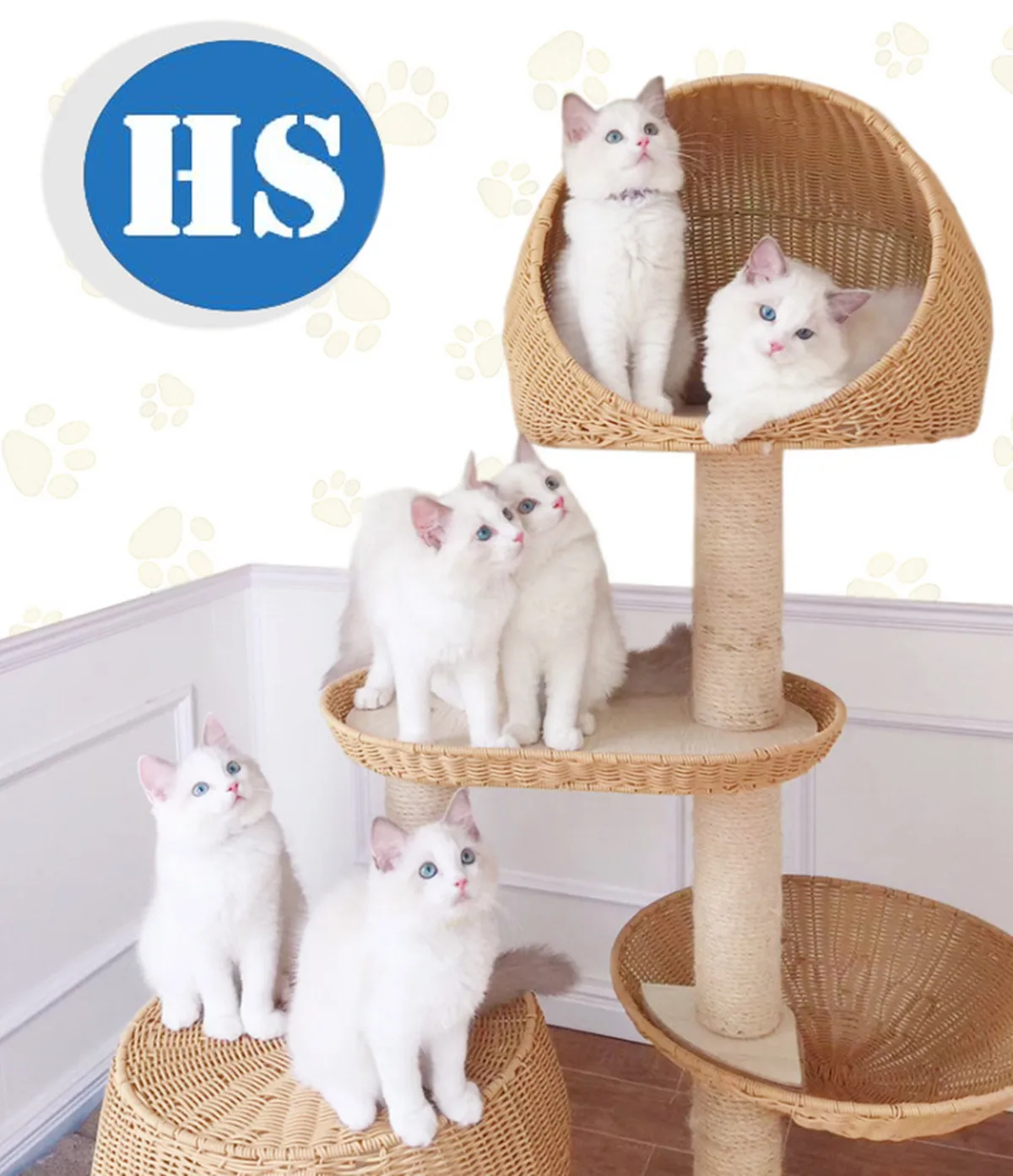 

Cat Climbing Frame PP Rattan Scratching Board Lager Tower Cat Tree Solid wood 160 cm