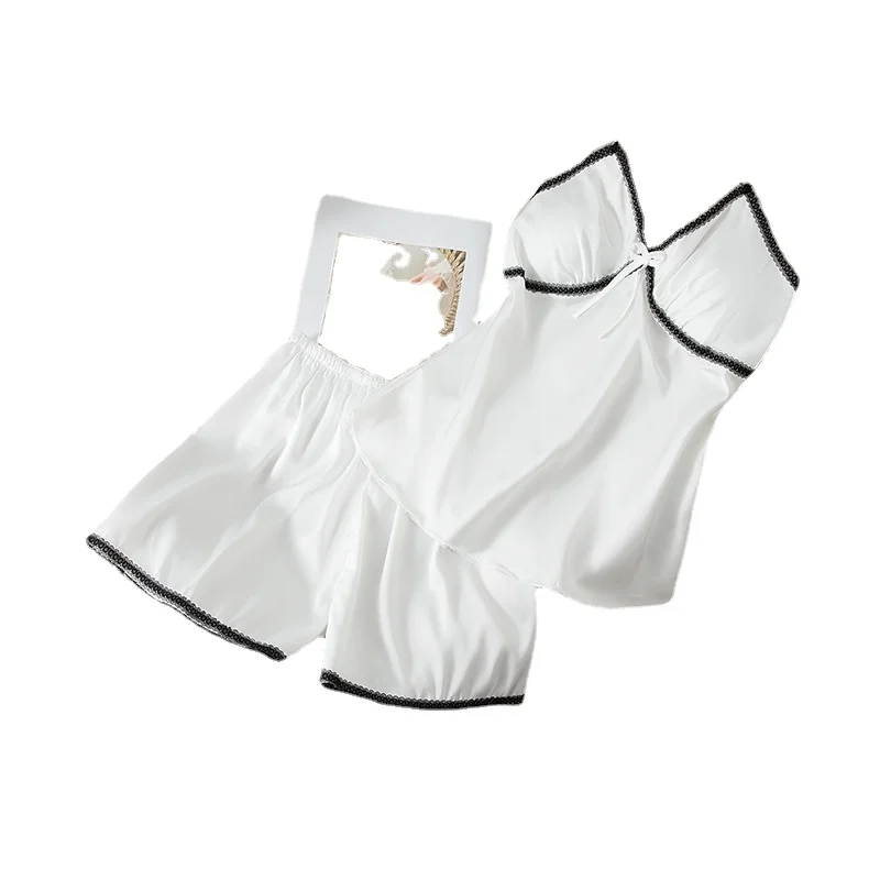 Summer Pajamas for Women's Feminine Style Lace Thin Suspenders Shorts Two-piece High-end Sense Home Service Suit Soft Loungewear