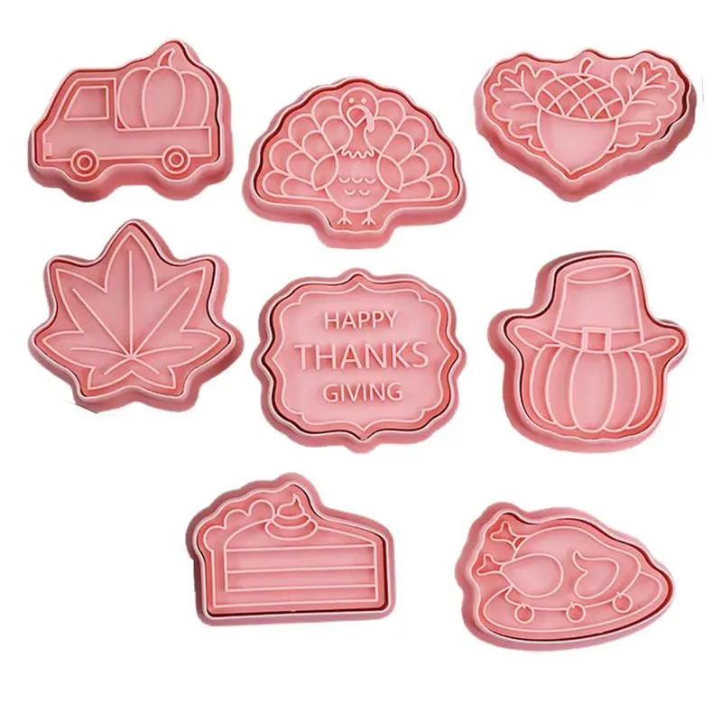 

8 Piece Fall Thanksgiving Cookie Cutter Set Fall Thanksgiving Cookie Cutter Set Turkey Pumpkin Football Maple Leaf Oak Leaf