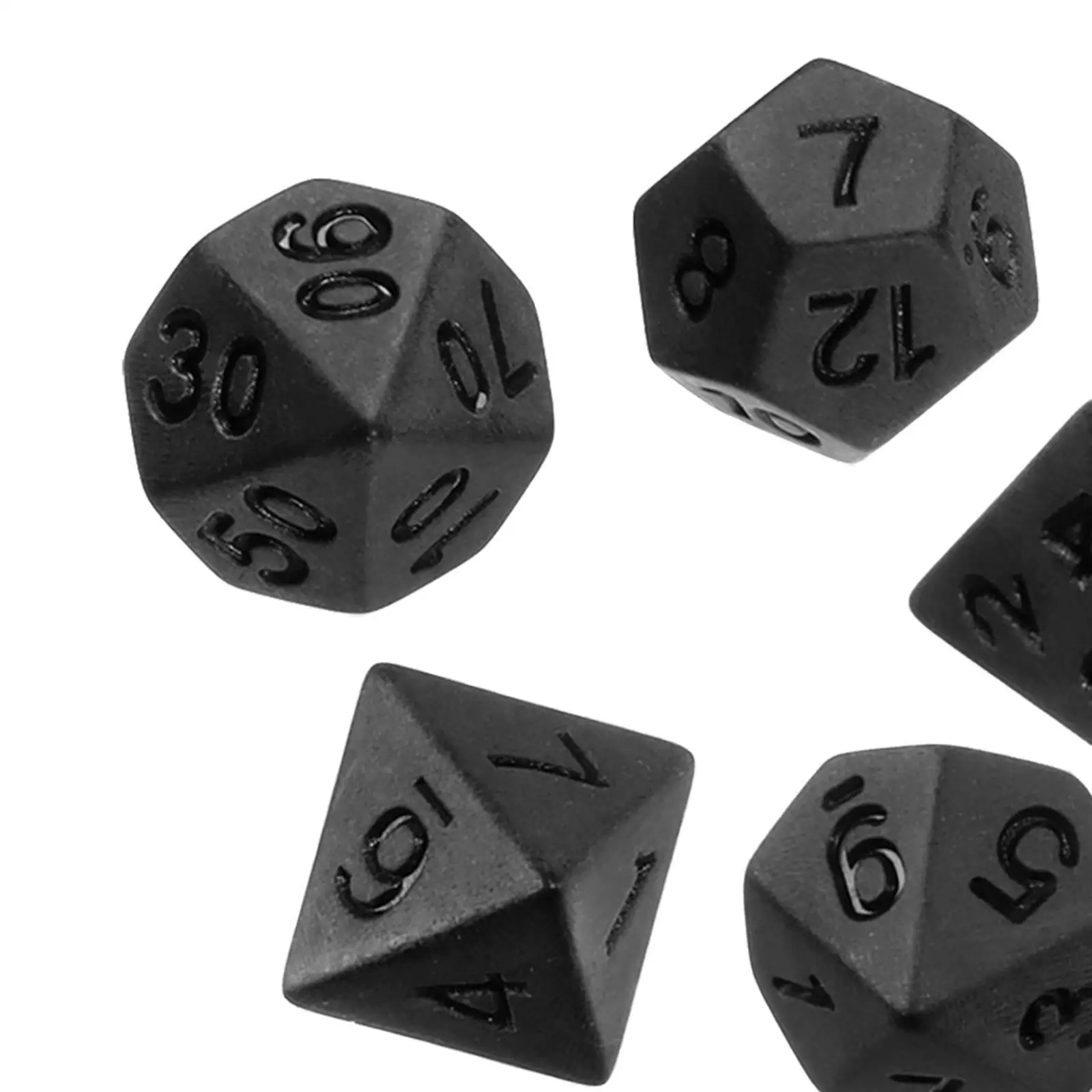 

7 Pieces Polyhedral Dices Set Black for Role Play Drinking Props Board Game