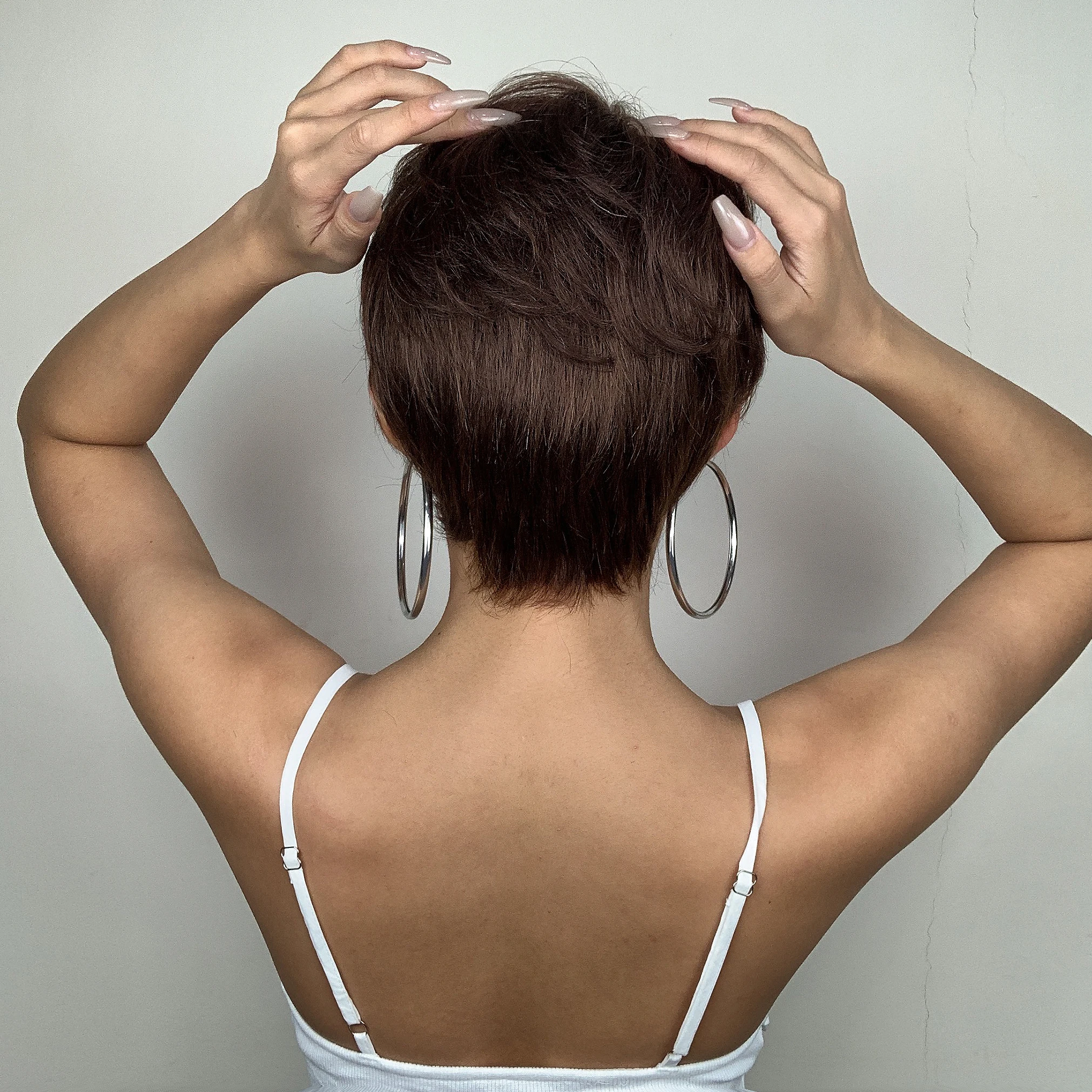 Короткие прямые парики из человеческих волос с челкой парик вырезами фальшивой