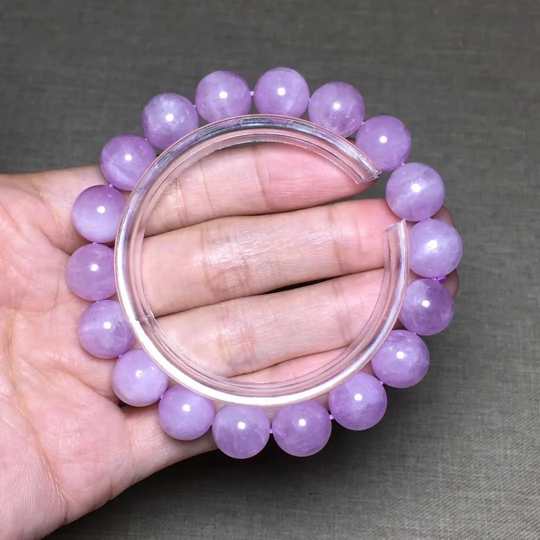 

11 мм браслет из натурального фиолетового камня кунцит для женщин, женщин, мужчин, красивый подарок на богатство, бусины с кристаллами рейки ювелирные изделия на нитях AAAAA