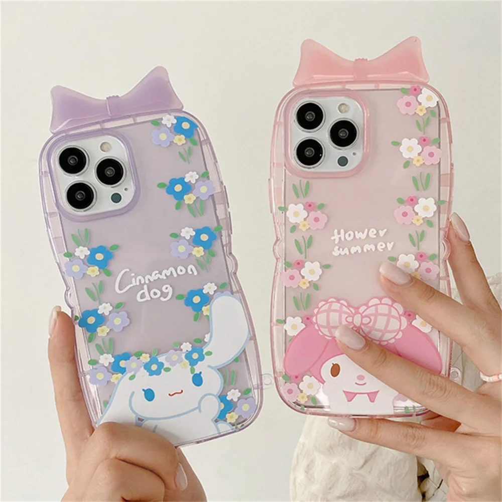 

Cute Melody Cinnamon Dog Bowknot Phone Case Cover for IPhone 11 12 13 Pro X XR XS Max Shockproof Cases for IPhone 13 Case