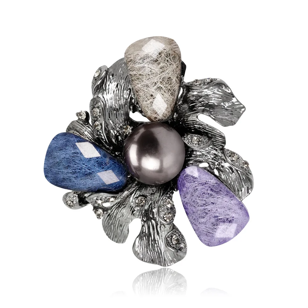 

TULX Vintage Acrylic Flower Brooches Women Pearl Brooch Badges Pins Bridal Dress Coat Accessories Wedding Party Jewelry