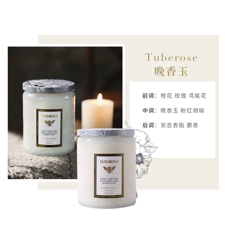 Medium embossed glass creative home fragrance candle smokeless handmade soy wax scented gift box |