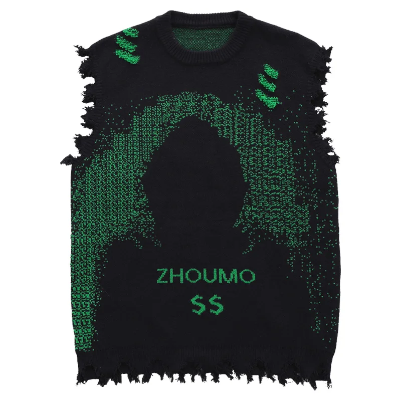 

Женский Жаккардовый трикотажный свитер с бахромой, без рукавов, Y2K